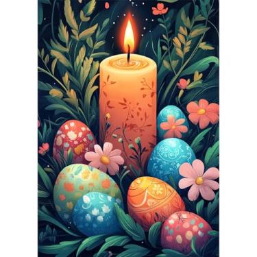 Imagem de NAIMOER Kits de arte de diamante de páscoa para adultos iniciantes, kit de pintura de diamante de ovo de Páscoa 5D, arte de pedra de perfuração completa, pintura DIY por Diamonds Dot, artesanato de