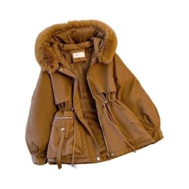 Imagem de Jaqueta De Inverno Feminina Com Capuz Forrada De Fleece, Casaco Acolch