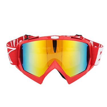 Imagem de KIMISS Óculos de Proteção para Motocicleta Com Alça Ajustável – Óculos de Sol à Prova de para Passeios Off-road, Caminhadas e Atividades Ao Ar Livre (Lente vermelha com moldura vermelha)