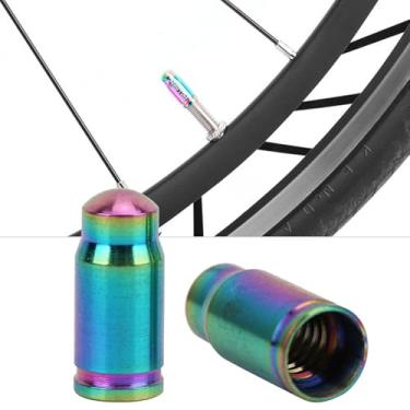 Imagem de KIMISS Tampa de Válvula de Liga de Titânio de 2 Peças para Bicicleta e Pneu de Bicicleta – Acessório Elegante de Cobertura contra Poeira, Estanqueidade Ao Ar Aprimorada, Leve e Colorida ((Fazui