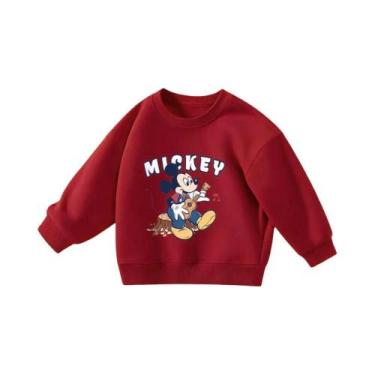 Imagem de Moletom Com Capuz Estampado Mickey Vermelho, Manga Longa, Para Meninos