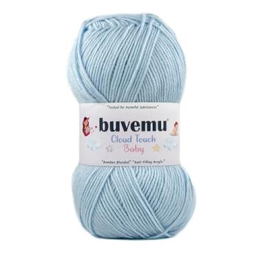 Imagem de Buvemu Cloud Touch Baby – Fio macio anti-bolinhas DK Weight para roupas de bebê, cobertores e crochê e tricô Amigurumi, 90% acrílico, 10% viscose derivado de bambu, 100 g/260 jardas (azul bebê, 1