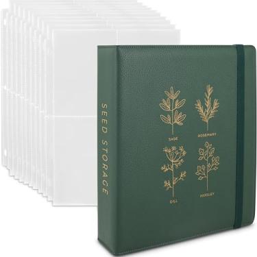 Imagem de Fichário organizador de sementes – Organizador de pacotes de sementes com 50 protetores de folhas que armazenam 200 envelopes de sementes. Fichário de armazenamento de sementes que oferece kit
