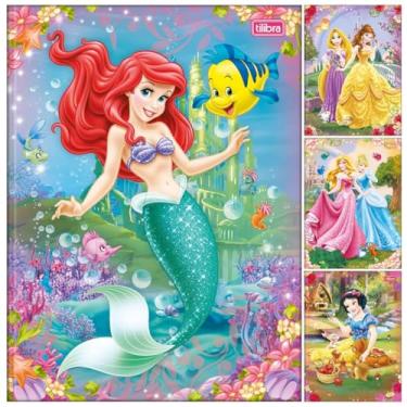 Imagem de Kit C/ 4 Caderno Universitário Princesas TILIBRA Capa Dura BROCHURA - 80 Folhas