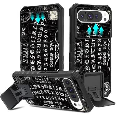 Imagem de Capa de celular para Google Pixel 9 Pro XL 5G, com capa de câmera deslizante Pixel 9 Pro XL, capa protetora rígida fina à prova de choque com suporte para Google Pixel 9 Pro XL, placa Ouija preta