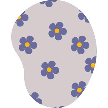 Imagem de Mouse Pad Ergonômico Gota Flores Roxas Miolo Amarelo Fundo Cinza