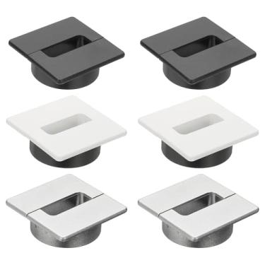 Imagem de PATIKIL Argola de mesa de 7 cm, 6 peças, organizador de cabos para escritório, casa, mesa, preto, branco, prata