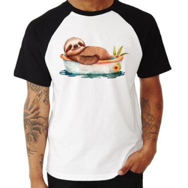 Imagem de Camiseta Raglan Ursinho Panda Relaxando Na Piscina - Foca na Moda, Bra