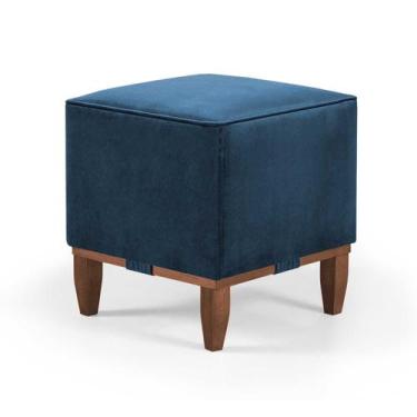 Imagem de Pufe Decorativo Quadrado Rodapé Madeira e Debrum Oxford 40 - Due Decor