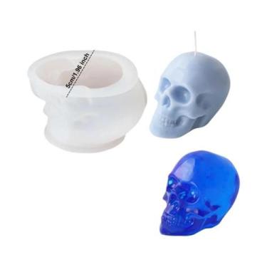 Imagem de Molde De Silicone Para Vela Em Forma De Caveira 3D Para Halloween, Par