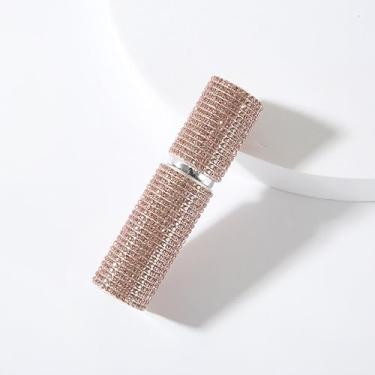 Imagem de 1 pacote com atomizador de perfume de strass de 5 ml, mini frasco de spray de cristal de luxo recarregável com bomba de pressão, recipiente de fragrância de viagem à prova de vazamento para bolsa de