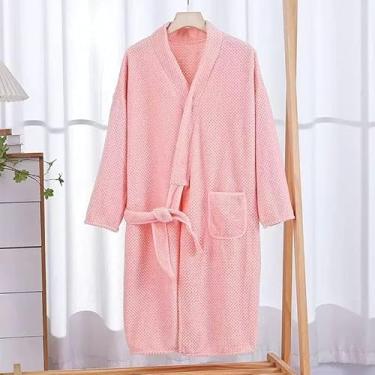 Imagem de Toalha Roupão de Banho Unissex – Secagem Rápida, Tamanho Único, Ideal para Praia, Spa, Piscina e Viagem (ROSA)