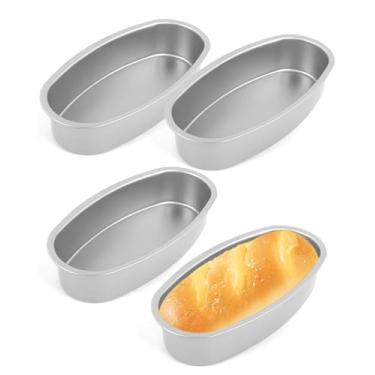 Imagem de Wuqoioo Formas de pão de alumínio, 4 pacotes de 23 cm forma oval de cheesecake de alumínio para pães para forno, panela para assar em casa, cozinha e padaria