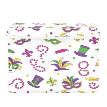 Imagem de Wassud Cestos de armazenamento dobráveis com tampas, chapéus de carnaval, cestas organizadoras de tecido dobráveis para armário, casa e decoração sazonal 41,5 x 32,5 x 39,5 cm x 28 cm