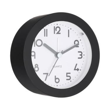 Imagem de PATIKIL Despertador analógico, despertador com luz de fundo, redondo, silencioso, movimento de quartzo sem tique-taque, operado por bateria para quarto, escritório, sala de estar, mesa, prateleira