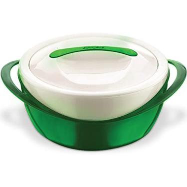 Imagem de Pinnacle Caçarola grande isolada com tampa de 3,6 qt. Aquecedor de alimentos quente elegante e refrigerador - Tigela térmica para servir sopa/salada, recipiente de comida quente de aço inoxidável -