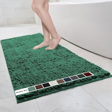 Imagem de Muddy Mat Tapetes de banheiro de chenille, tapetes de microfibra de secagem rápida, antiderrapantes, laváveis, extra grossos, macios e altamente absorventes para banheiro, cozinha e chuveiro - verde