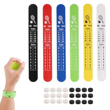 Imagem de Marcador de pontuação de tênis portátil de 6 peças, placar de tênis pequeno para pulseira leve, marcador de pontuação de quadra de tênis mini para gravação de jogos de pontuação