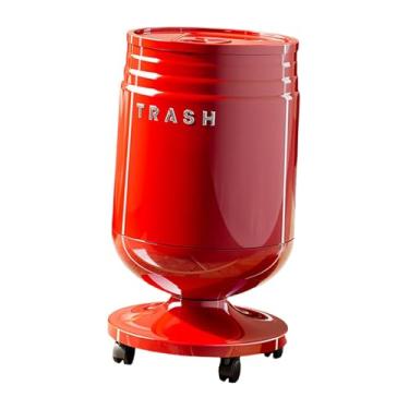 Imagem de DimyFew Lixeira com Rodinhas para Escritório, Hotel, Cozinha e Banheiro, Vermelho, M