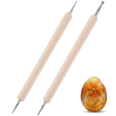 Imagem de Leriton 2 peças de ferramentas de tração dupla face para decoração de ovos de Páscoa ucranianos Pysanka, ferramenta de puxar e canetas de pontilhar para Kistka Kit de pintura de arte de ovo ucraniano
