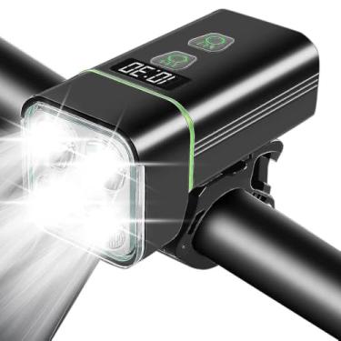 Imagem de Farol dianteiro para bicicleta recarregável com 4 LEDs 2000 Lumens 8 modos carregamento rápido Type-C Power Bank Display digital de energia Luz dianteira ultra brilhante mountain bikes bicicletas elét