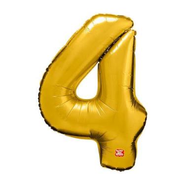 Imagem de Balão Metalizado Números 28" 70cm - Dourado - 01 unidade - Balões São 