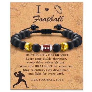 Imagem de Alissl Pulseira para meninos, futebol, basquete, beisebol, presentes, pulseira traz segurança para a saúde e felicidade como aniversário de formatura para crianças filho neto, 6-10In, Futebol