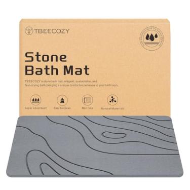Imagem de BIOIWGY Tapete de banho de pedra, 51 x 76 cm, tamanho grande, diatomita, secagem rápida, antiderrapante, superabsorvente para banheiro e cozinha, multiuso como tapete para animais de estimação, fácil