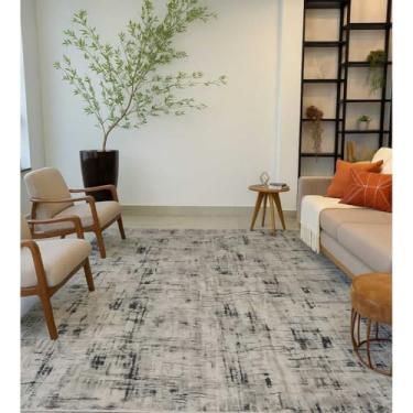 Imagem de Tapete 4m X 2m Grande Antiderrapante Para Sala Quarto Cozinha Sala De Jantar Decorativo Macio (Cinza e Preto Mesclado)