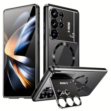 Imagem de HUHUCASE Capa para celular Samsung S21/S22/S23/S24/S25Ultra, capa protetora magnética de liga de alumínio para aromaterapia (preta, Samsung Galaxy S21 Ultra)