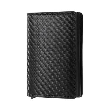 Imagem de Carteira Inteligente Slim Em Fibra De Carbono RFID Para Homens, Minima
