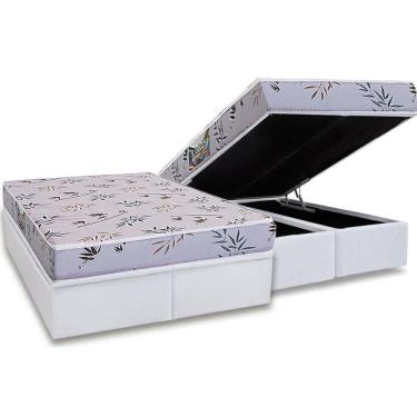 Imagem de Conjunto Box Baú Casal: Colchão Espuma Herval D28 St. Louis + Base CRC Linhão White (138x188)