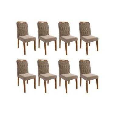 Imagem de Cadeira Cozinha Paola Wood Kit 8 Un Carvalho/Suede Joli Capuccino - Cimol