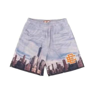 Imagem de Shorts Masculinos Florais De Malha Para Academia, Basquete E Praia - C