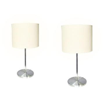 Imagem de Kit  2 Abajur  Escovado Cúpula Creme Tecido Mesa,  Uso Cabeceiras de C