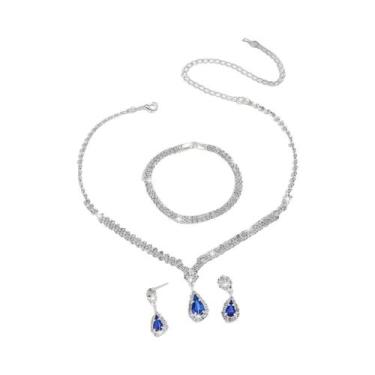 Imagem de Conjunto De Joias Femininas De Moda 4 Peças: Colar, Brincos E Pulseira