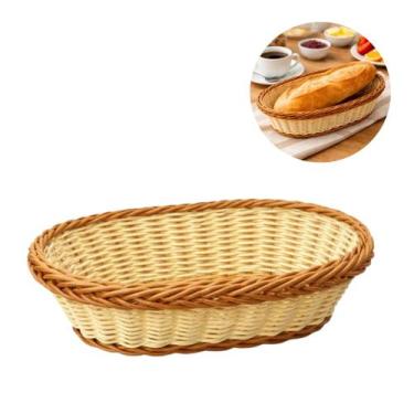 Imagem de Cesto Vime Trançado 24cm Organizador de Mesa Pão - New Goods, Bege