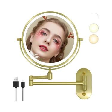 Imagem de Espelho De Maquiagem Recarregável De Parede De 8 Com Aumento De 10x E 