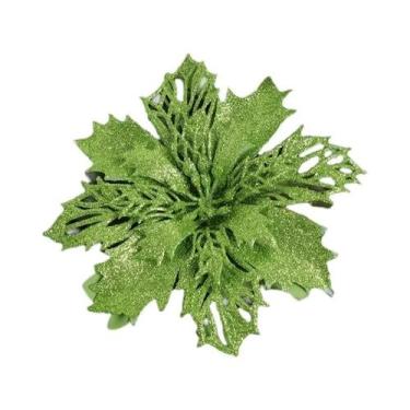 Imagem de Flores Artificiais De Natal Com Glitter 11/16cm 5 Peças Decoração Para