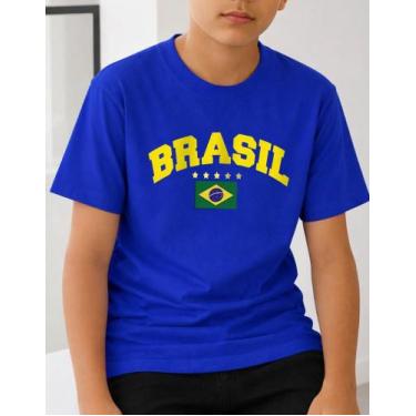 Imagem de Camiseta Algodão Infantil Estampa Brasil Estrelas 1001 Copa do Mundo J