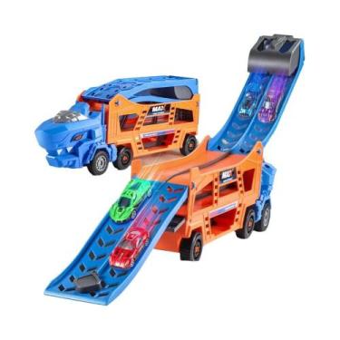 Imagem de Caminhão De Brinquedo Com Tema De Dinossauro E 6 Carros De Corrida De 