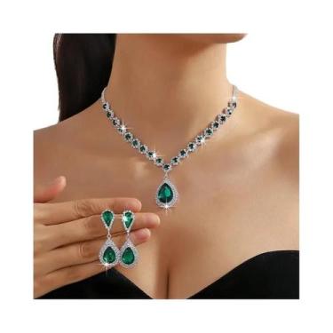 Imagem de Conjunto De Joias De Casamento Em Cristal Vermelho Verde Azul Para Mul