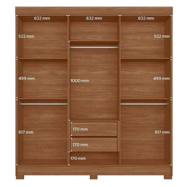 Imagem de Guarda Roupa Casal 6 Portas Toledo Com Espelho Jatobá Areia - Santos Andirá