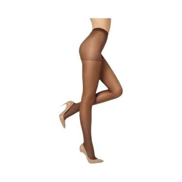 Imagem de Meia-calça Feminina Transparente 20D De Cintura Alta Com Cós De Compre