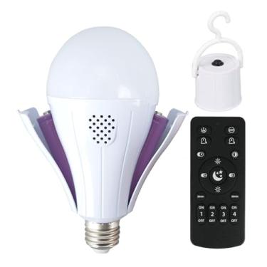 Imagem de Erkangsm Lâmpadas inteligentes de emergência recarregáveis com controle remoto, lâmpada de bateria removível, 3 cores e reguláveis 1200mAh 12W lâmpadas LED para casa, acampamento, barraca (E27, com