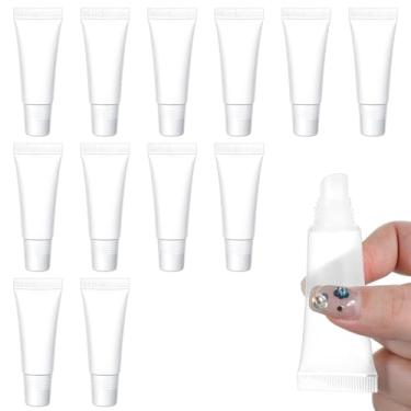 Imagem de 12 tubos vazios de brilho labial de 8 ml, tubos de brilho labial recarregáveis, mini recipientes de cosméticos, recipiente vazio de pasta de dente para viagem, bálsamo de brilho, maquiagem e artigos