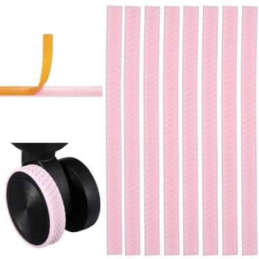 Imagem de YELARXI Capa de proteção de roda de bagagem, capas protetoras de silicone adesivo silencioso, 8 peças e Y rosa - adequado para viagens essenciais com rodas giratórias, malas, rodízios de cadeira de