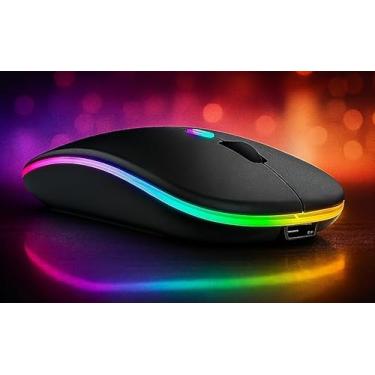 Imagem de Mouse Sem Fio Recarregável Wireless Bluetooth Optico Led Rgb Colorido Ergonômico Usb 2.4 Ghz Notebook Computador Pc Desktop Linha Premium - Cores Sortidas