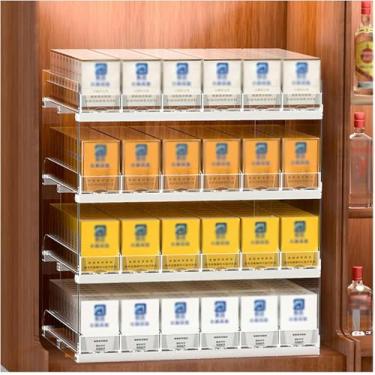 Imagem de Prateleira de acrílico para exibição de cigarros - Suporte de parede com empurrador automático para supermercados e cinemas - Estojo de varejo transparente para organização eficiente de cigarros