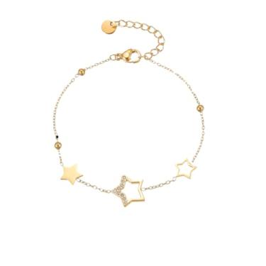 Imagem de tincolia Pulseira feminina incrustada de diamante exclusiva e requintada joia de aço inoxidável banhada a ouro 18K - 11